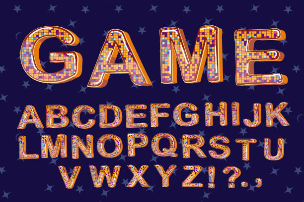 istock Funny cartoon multicolored bubble letters. The alphabet in the pixel grid. vector. 1144406725