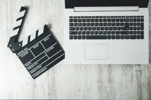 film sign  on the computer  keyboard on desk