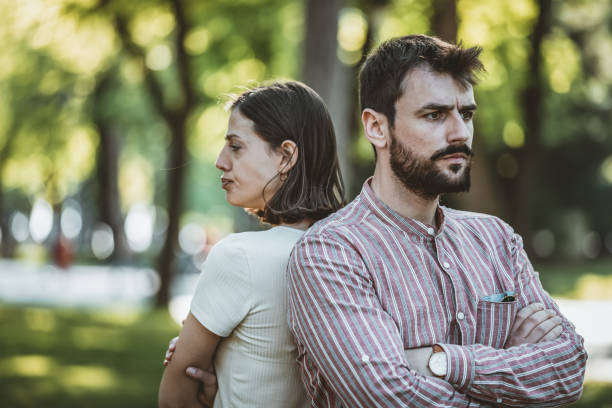 istock Young Couple is Arguing in the Park 1144411006