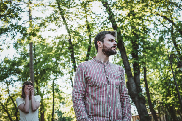 istock Young Couple is Arguing in the Park 1144412083