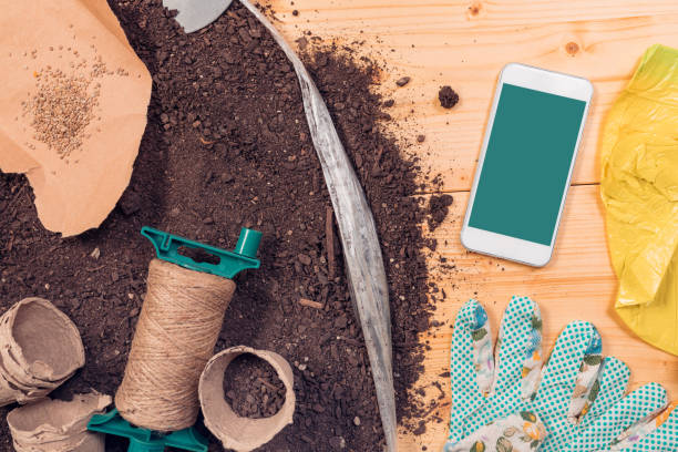 istock Smartphone screen mock up for gardening and seeding app 1144419037