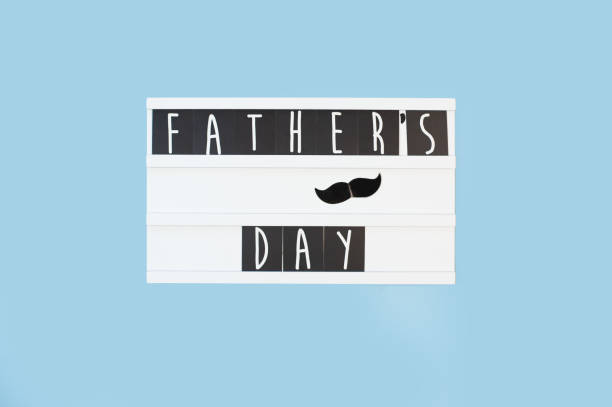 istock Father's day concept. funny moustache on blue background 1144419328
