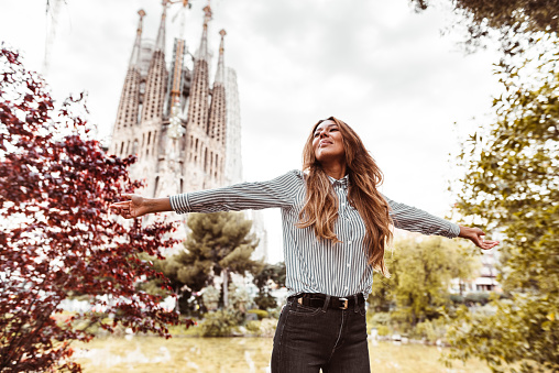 tourist woman in barcelona