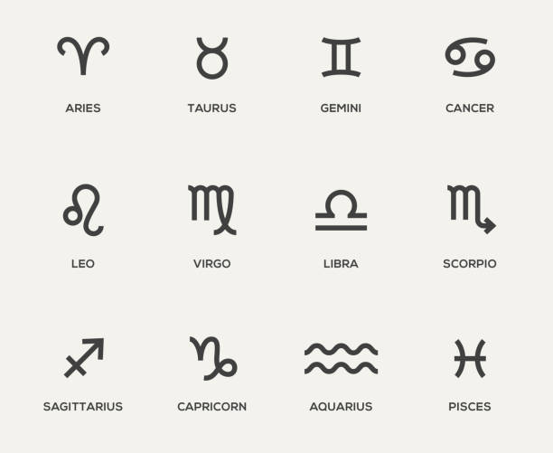 ilustrações, clipart, desenhos animados e ícones de o zodíaco assina ilustrações ajustadas - computer icon fortune telling symbol astrology sign