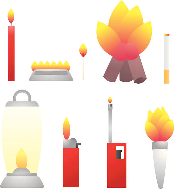 Set of fire objects / Heat  sport torch stock illustrations