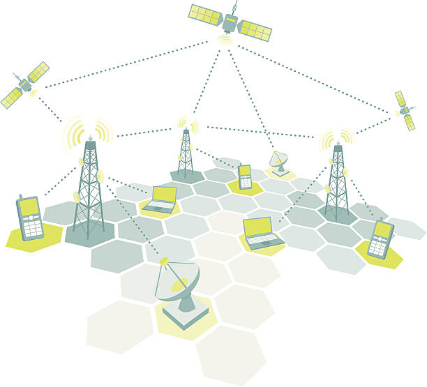 Telecom working diagram vector art illustration