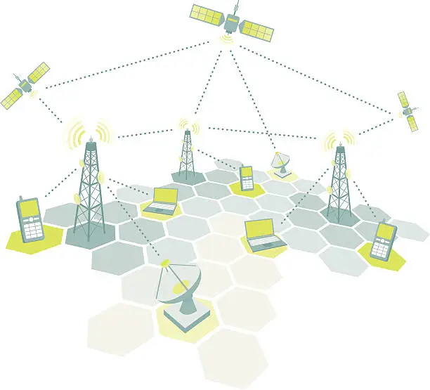 Vector illustration of Telecom working diagram