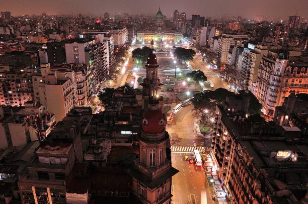 Buenos Aires at night stock photo