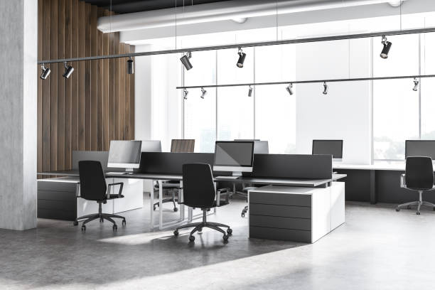 istock Concrete and wooden industrial style office 1144427314