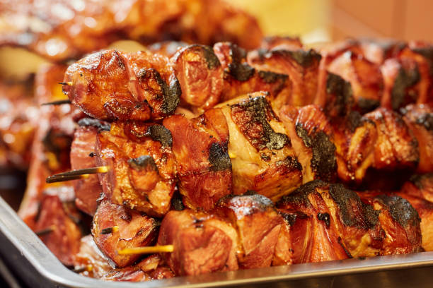 istock Meat skewers on the grill 1144428303