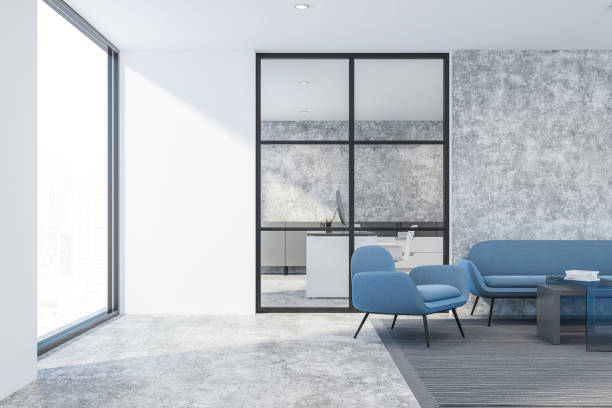 istock Loft concrete office waiting room interior 1144428325