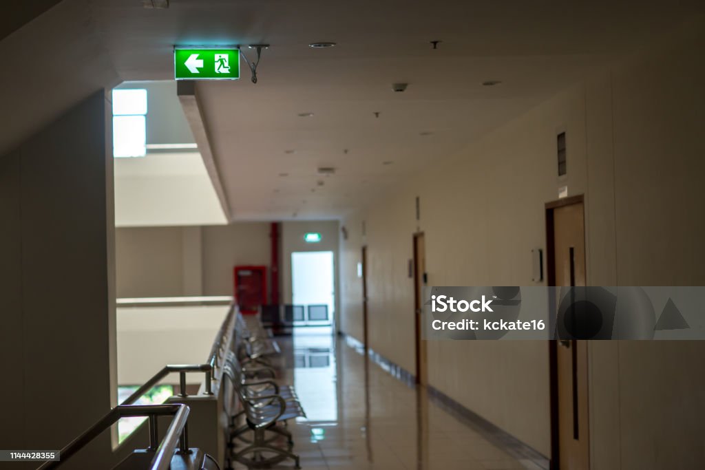 Exit Of Building Green Emergency Exit Sign Showing The Way To Escapefire Exit In The ...