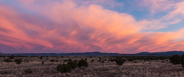 Desert landscape and sunset along Route 66, Arizona, USA