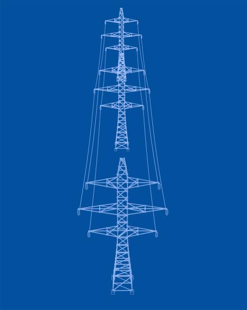 istock Electric pylons or electric towers concept. Vector 1144438153
