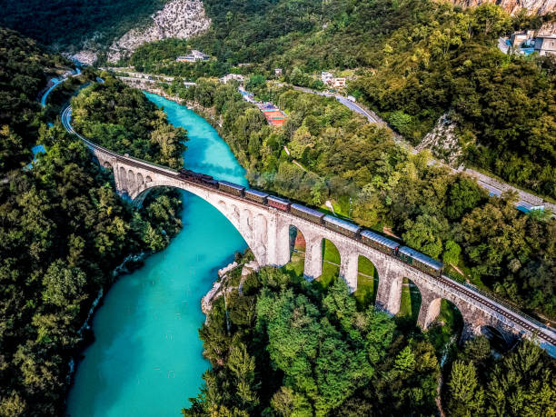 Stone bridge and a steam locomotive
