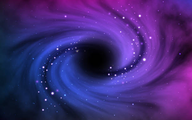 istock Black hole in outer space. Vortex in cosmos with stars and stardust. Object in universe. Colorful galaxy with planet and milky way. Realistic space. Vector illustration 1144440717