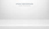 White studio background. Empty space, mock up. Vector 3D backdrop