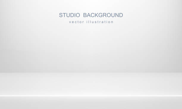 White studio background. Empty space, mock up. Vector 3D backdrop White studio background for advertising design. Empty space, mock up. Vector 3D backdrop studio stock illustrations