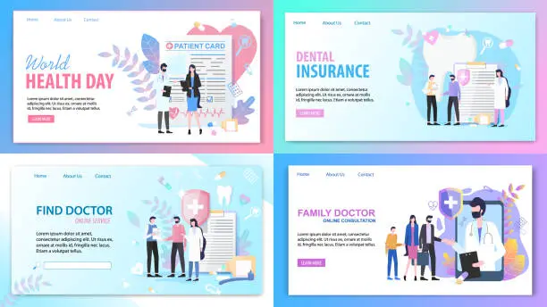 Vector illustration of Online Consultation Family Doctor Health Insurance