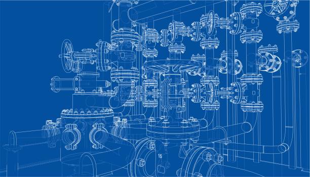 szkic sprzętu przemysłowego. wektor - valve stock illustrations