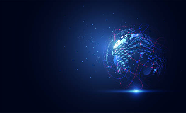 istock Global network connection. World map point and line composition concept of global business. Vector Illustration 1144448743