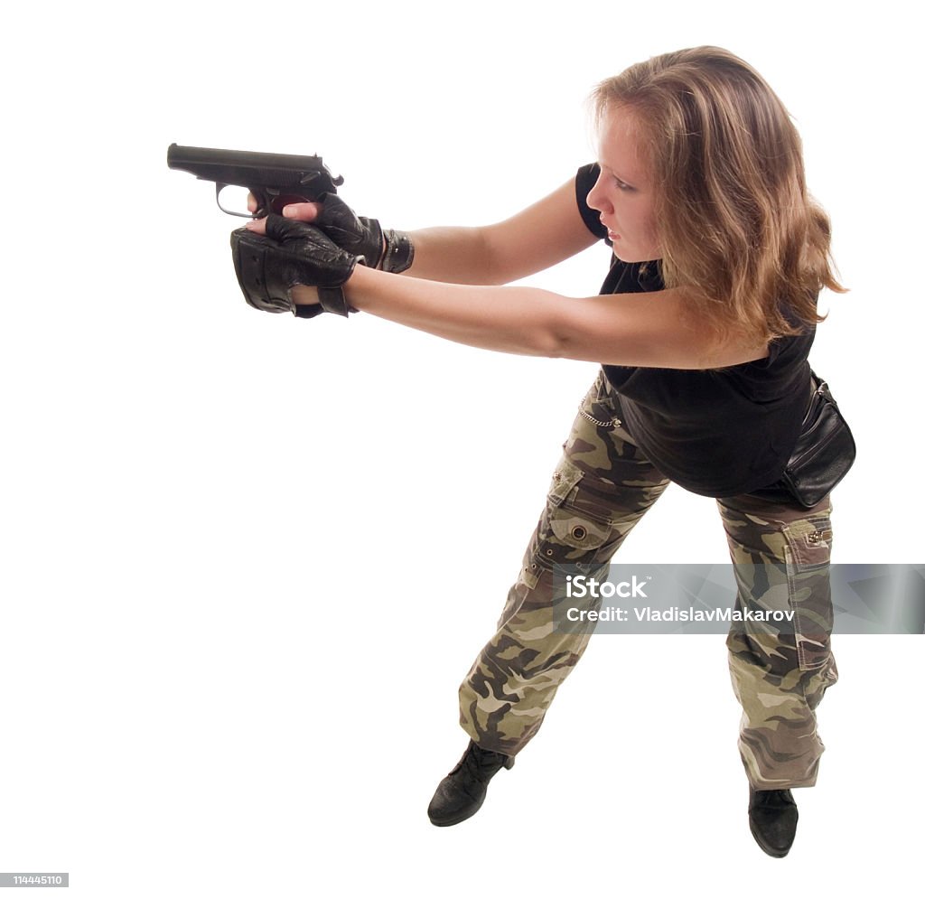 Jovem mulher com uma pistola - Foto de stock de Adulto royalty-free
