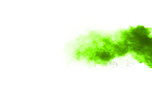 istock Green powder explosion on white background. Colored cloud. Colorful dust explode. Paint Holi. 1144451862