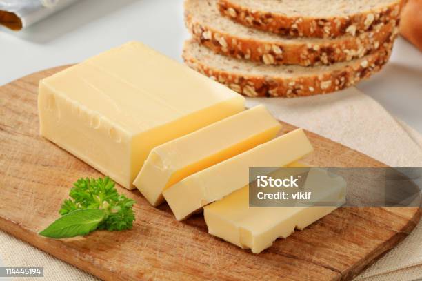 Fresh Butter Stock Photo - Download Image Now - Block Shape, Bread, Butter