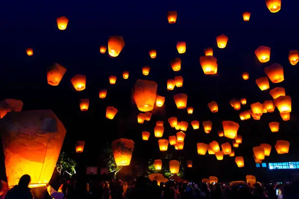 PingSi Sky Lantern Festival in Taipei , Taiwan