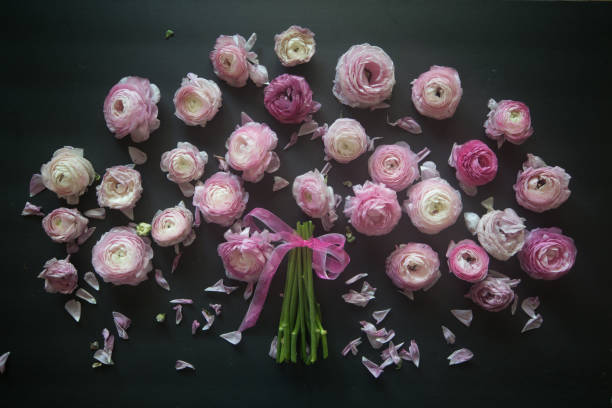 istock Conceptual Nature Ranunculus Flower Blossoms Flat Lay 1144456265