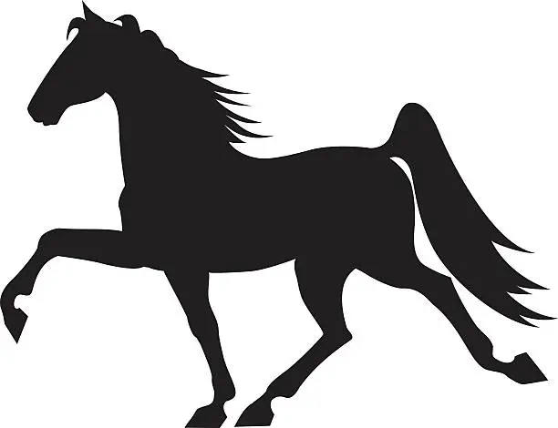 Vector illustration of Tennessee Walking Horse Prancing Tail Held High Silhouette