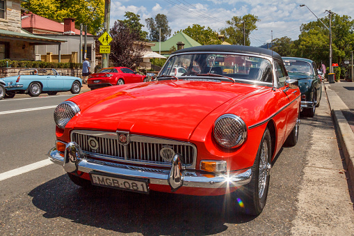 Guerlescin, France - September 19 2021: The Triumph Herald is a small two-door car produced in 1959 through to 1971. The body design was by the Italian stylist Giovanni Michelotti.