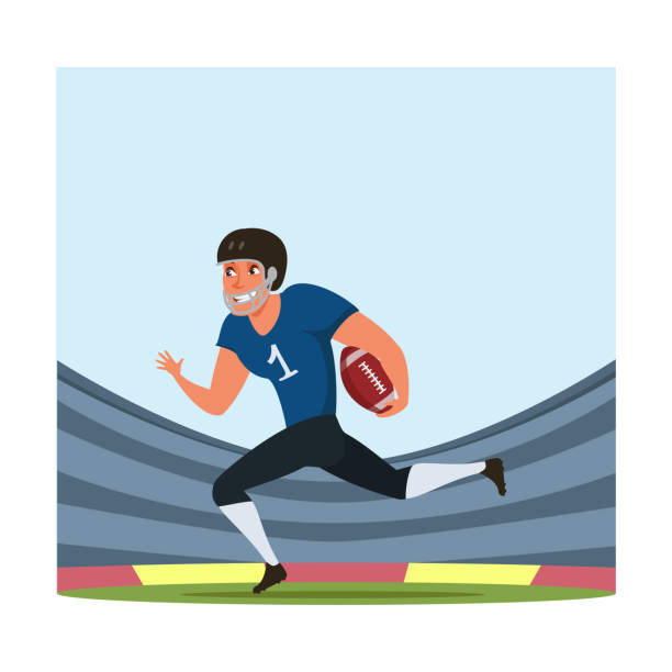 futbol amerykański płaski wektor ilustracji - football player football american football stadium american football stock illustrations
