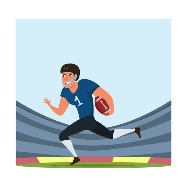 ilustrações, clipart, desenhos animados e ícones de ilustração lisa do vetor do jogador de futebol americano - football player football american football stadium american football