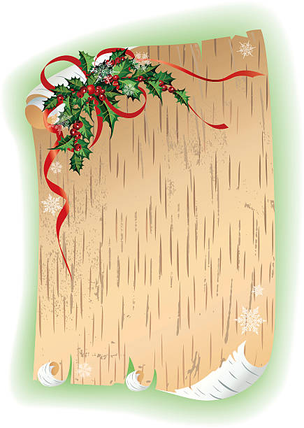illustrazioni stock, clip art, cartoni animati e icone di tendenza di corteccia di betulla & holly - bark birch vector scroll
