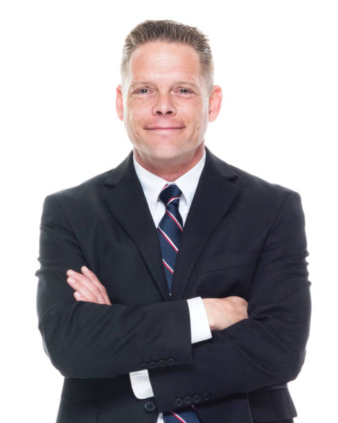 istock Businessman is with arms folded 1144462618