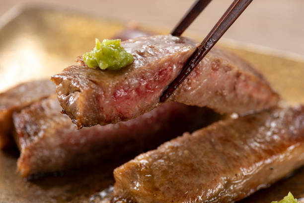 Loin steak with chopped wasabi