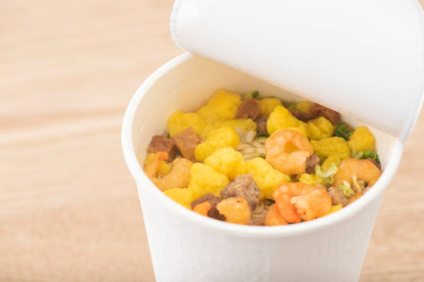 Cup instant noodles, Pour hot water