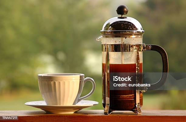 Morning Coffee At The Lake Stock Photo - Download Image Now - French Press, Coffee - Drink, Coffee Maker