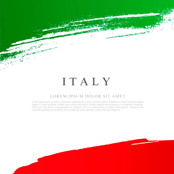 이탈리아의 국기입니다. 벡터 일러스트 레이 션에 흰색 배경입니다. 손으로 그린 브러시 스트로크. - lazio stock illustrations