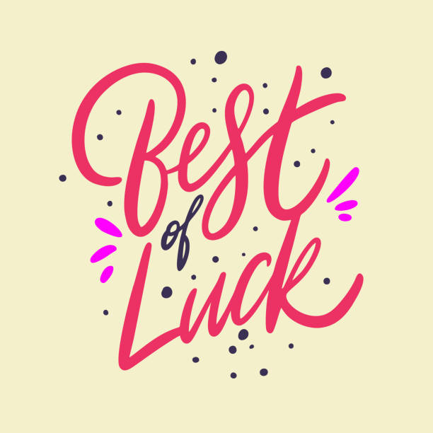 ilustrações de stock, clip art, desenhos animados e ícones de best of luck. hand drawn vector lettering. isolated on yellow background. - luck