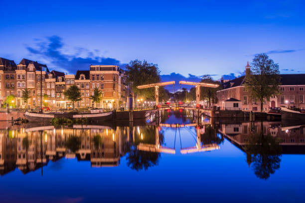 istock Panoramic View of Lifting Bridge in Amsterdam at Sunset, Netherlands 1144477863