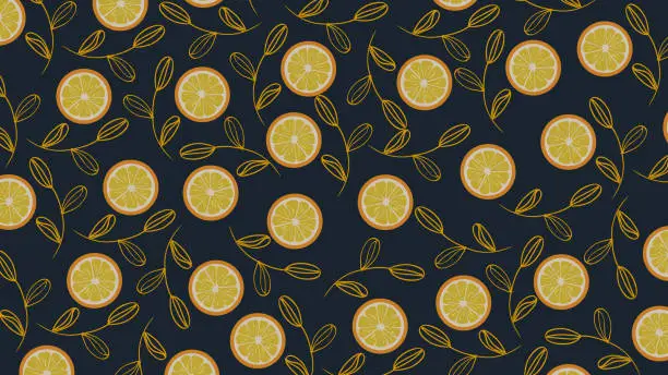 Vector illustration of Orange Slice Seamless Background