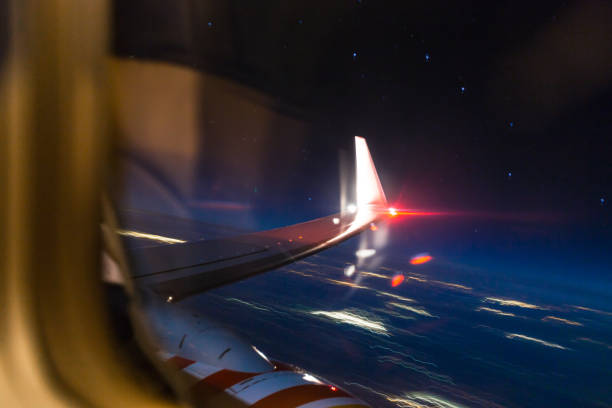 istock Airplane wing from outside the window of the plane 1144481005