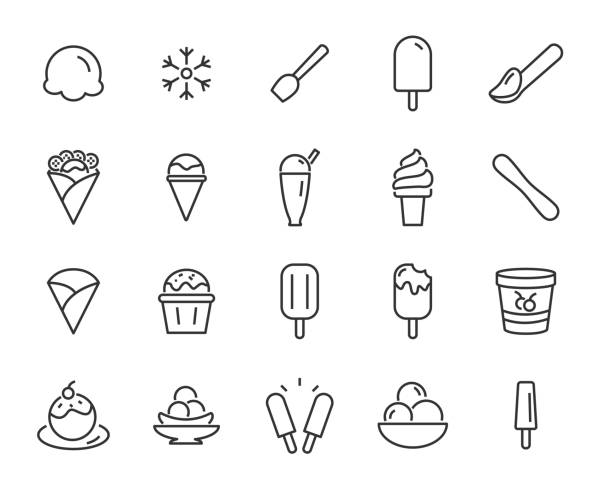 ilustrações de stock, clip art, desenhos animados e ícones de set of ice cream icons, such as  parfait, frozen yogurt, ice cream sundae, vanilla, chocolate - parfait glass