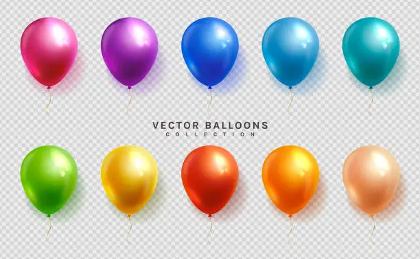 Vector illustration of Set of colorful balloons. Vector.