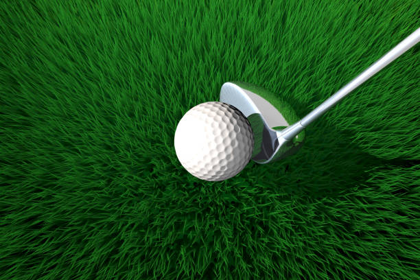 Golf Ball and Putter on The Grass