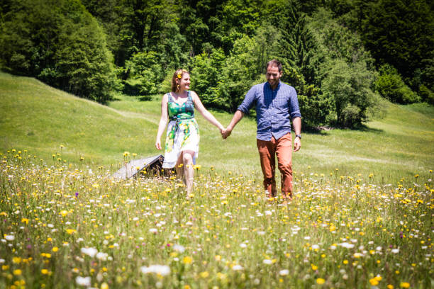 istock happy lovers on Holiday in the alps mountains 1144488541