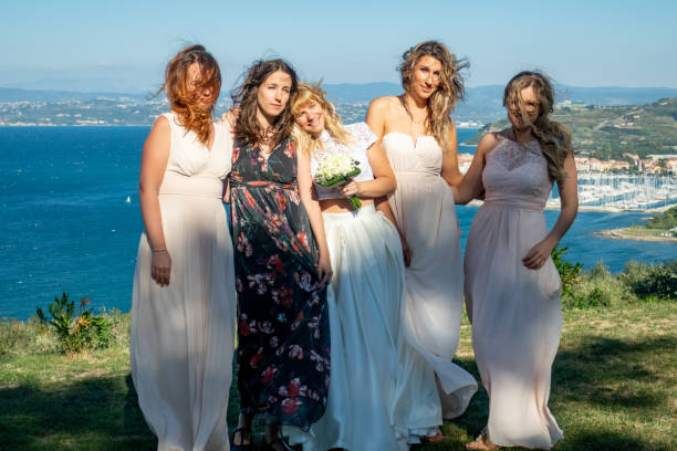 istock Bride With Her Wife and Bridesmaids 1144489422