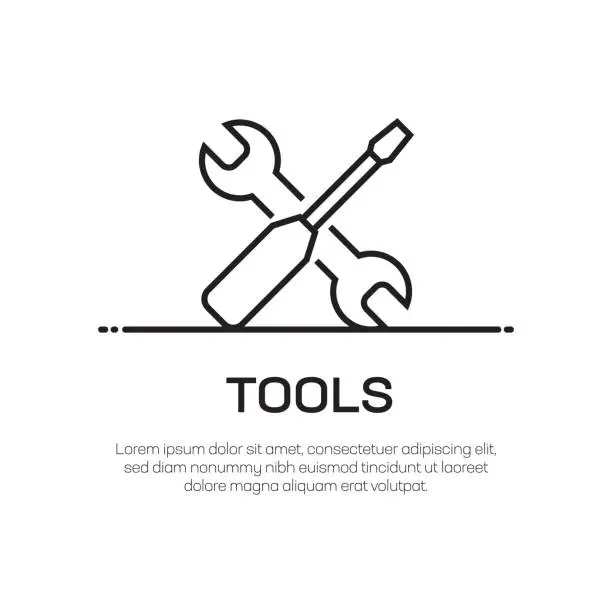 Vector illustration of Tools Vector Line Icon - Simple Thin Line Icon, Premium Quality Design Element